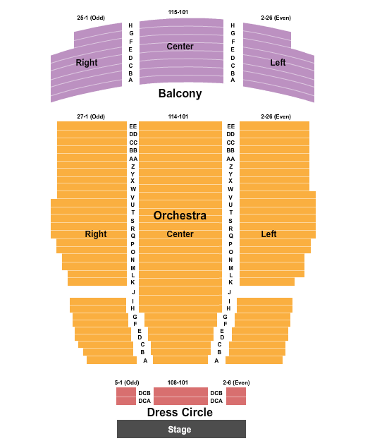Main Stage Book of Mormon Seating Chart